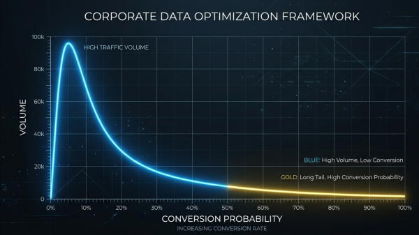 Gráfica estadística que muestra aumento de la conversión con búsquedas de cola larga para estrategias SEO
